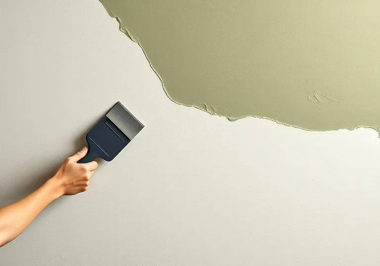Application d'un enduit décoratif à la lisseuse sur un mur
