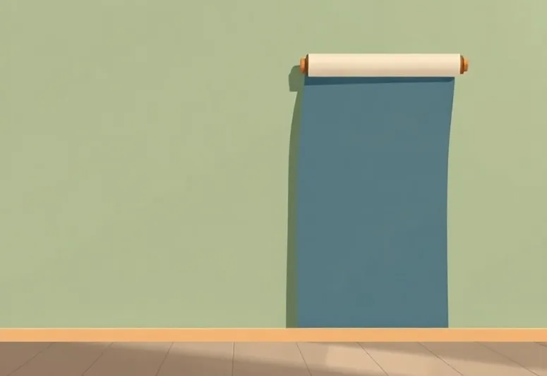 Pose de papier peint, rouleau et brosse à maroufler